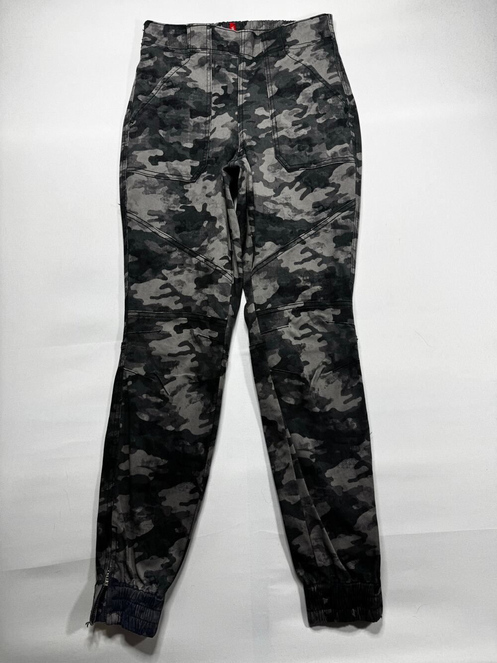 Spanx Women's Gray Black Camouflage Ankle Zip Jogger Pants - Size S (26x30)